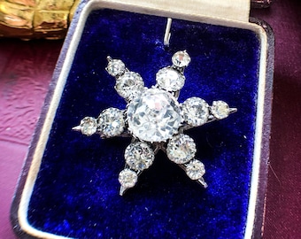 Antique (1899) 11ct Victorian Stirling Silver Star Brooch Hallmarked Birmingham