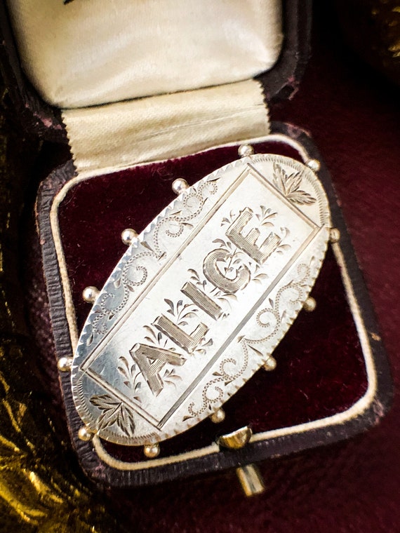 Antique Late Victorian Silver 'Alice' Name Brooch 