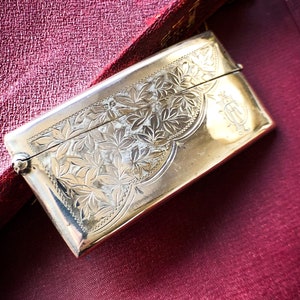 Seltene Antike 1913 Edwardian E J Trevitt & Sons gebogenes Stirling Silber Visitenkartenetui graviert DJF Chester Hallmark