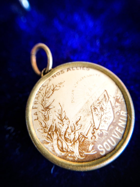 Antique WWI French Double Locket Medal Souvenir P… - image 2