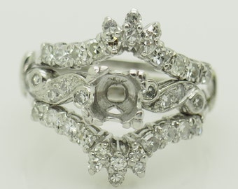 14K Gold 1.00ctw G-VS Diamond Solitaire w/Accents Engagement Insert Ring Setting 9.5; sku # 5448
