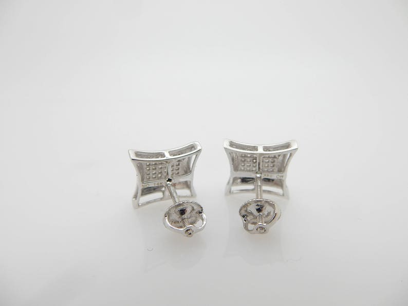 Solid 14K White Gold 0.25cttw H-SI Round Diamond Square Stud Screwback Earrings; sku # 3831