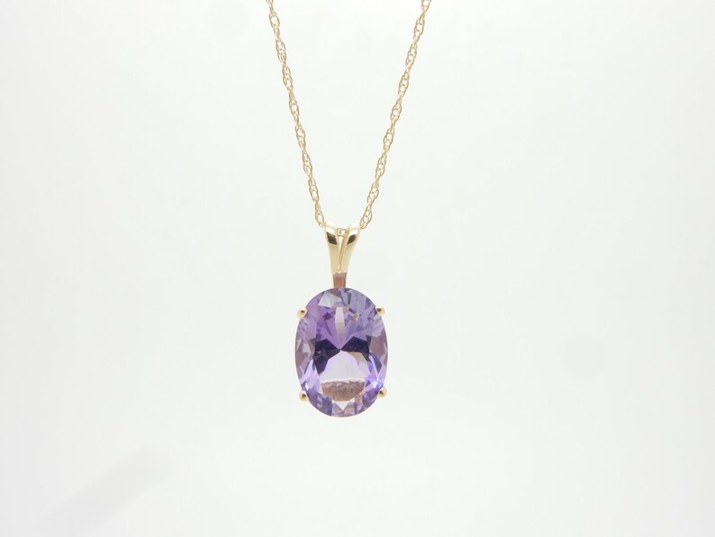 14k Yellow Gold 5 00ct Oval Amethyst Pendant Necklace 18 Image 0