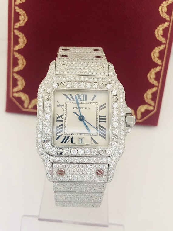 Cartier Santos Midsize 15 Carats F VVS Diamonds White Roman | Etsy