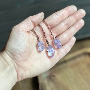 Purple Crystal Necklace, Simple Aura Quartz Necklace, Birthday Gift