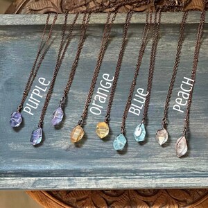 Aura Quartz Crystal Necklace, Simple Crystal Necklace, Gemstone Boho Hippie Jewelry