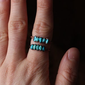 Raw Turquoise Rings, Multi-stone Rings, Electroformed Jewelry, Boho Hippie Rings