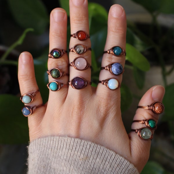 Wire Wrapped Gemstone Ring | Hippie Jewelry