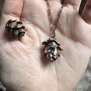 Hemlock Pinecone Necklace, Dainty Necklace, Boho Nature Jewelry
