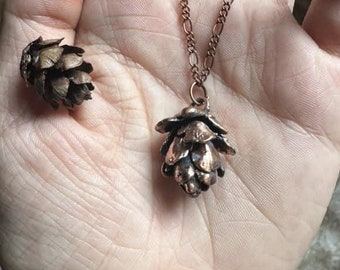 Hemlock Pinecone Necklace, Dainty Necklace, Boho Nature Jewelry