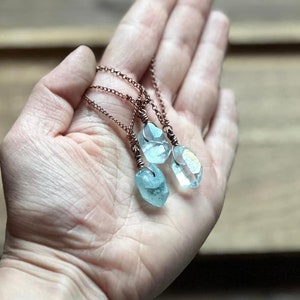 Blue Crystal Necklace, Simple Aura Quartz Crystal Necklace, Boho Hippie Jewelry