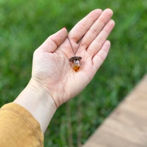 Citrine Mushroom Crystal Necklace, Electroformed Jewelry, Boho Hippie Jewelry, Raw Crystal Jewelry image 2