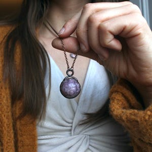 Lepidolite Necklace, Crystal Ball Jewelry, Hippie Jewelry, Gift for Women