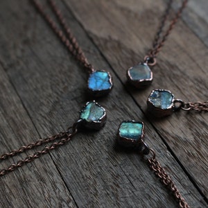 Raw Crystal Necklace, Labradorite Necklace, Bridesmaid Gift Idea, Dainty Electroformed Jewelry, Hippie Jewelry image 7
