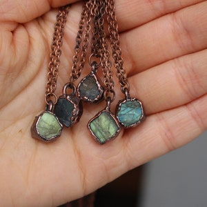 Raw Crystal Necklace, Labradorite Necklace, Bridesmaid Gift Idea, Dainty Electroformed Jewelry, Hippie Jewelry image 10
