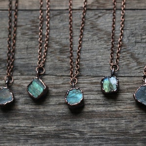 Raw Crystal Necklace, Labradorite Necklace, Bridesmaid Gift Idea, Dainty Electroformed Jewelry, Hippie Jewelry image 6