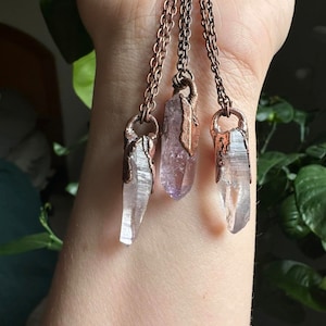 Vera Cruz Amethyst Necklace, Hippie Boho Jewelry, Raw Simple Crystal, Copper Electroformed Jewelry