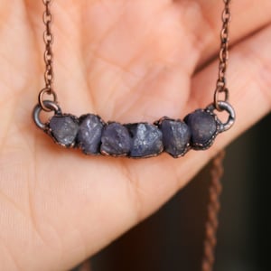 Raw Tanzanite Necklace, Birthstone Bar Necklace, Mothers Day Gift, Crystal Gemstone Jewelry