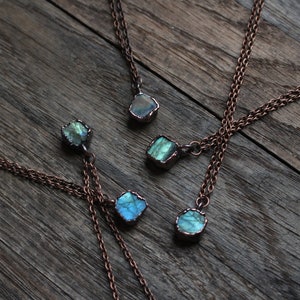 Raw Crystal Necklace, Labradorite Necklace, Bridesmaid Gift Idea, Dainty Electroformed Jewelry, Hippie Jewelry image 2