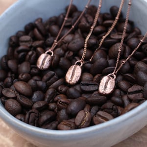 Real Coffee Bean Necklace, Coffee Lover Gift, Dainty Necklace, Coffee Jewelry