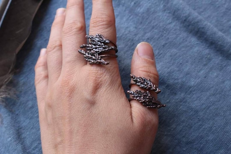 Copper Stacking Rings Electroformed Botanical Herbal Plant Jewelry Juniper Branch Ring Christmas Gift