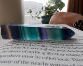 Fluorite Gemstone Crystal Wand Tower // Rainbow Healing Metaphysical Home Decor for Good Energy