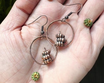 Pumpkin Stack Hoop Earrings, Botanical Jewelry, Pokeweed Pumpkin Earrings