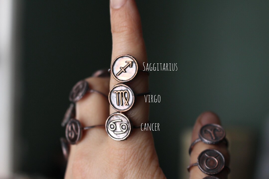 Zodiac Sign Ring, Astrology Rings - Etsy
