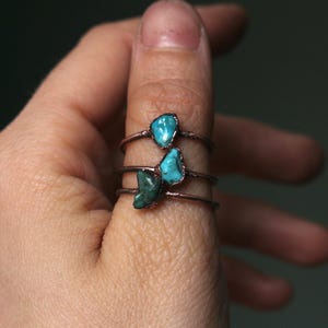 Turquoise Copper Stacking Rings, Boho Hippie Jewelry, Minimalist Jewelry