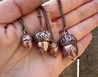 Real Acorn Necklace, Copper Electroformed Jewelry