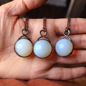 Opalite Necklace, Crystal Ball Jewelry, Witchy Opal Necklace