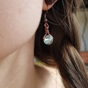 Simple Wire Wrapped Earrings with Crystal Gemstone | Custom Copper Boho Hippie Jewelry Accessories
