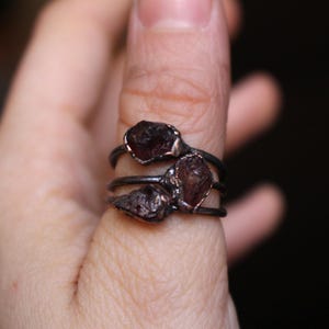 Raw Garnet Stacking Ring, Crystal Rings, Boho Hippie