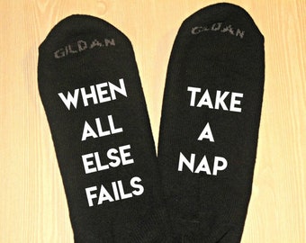 When All Else Fails Socks, Nap Lover Gift, Novelty Socks, Funny Socks, Dad Gifts, Papa Socks