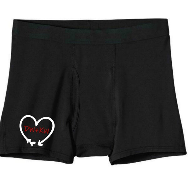 Gift for Him - Initial Heart Boxers - Valentines Day Boxers - Novelty Underwear