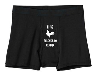 This Cock Belongs To Personalized Boxers, Personalized Boxers, Funny Boxers, Novelty Boxers, Anniversary Gift