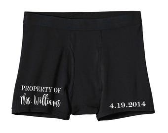 Property Of Boxers - Gift for Him - Personalized Boxers - Anniversary Gift - Husband Gift - Wedding Gift - Honeymoon Underwear - Groom Gift