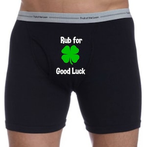 Rub For Good Luck Boxers - St. Patty&#39;s Day Boxers - Good Luck Boxers - Gift for Him - Husband Gift - Boyfriend Gift - Novelty Boxers