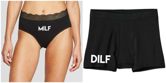 DILF and MILF Couples Underwear Set, Couples Gift, New Parent Gift, Funny  Underwear Set 