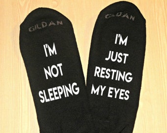 Gift for Papa - I'm Not Sleeping I'm Just Resting My Eyes - Novelty Socks - Funny Socks - Grandpa Gift - Birthday Gift - Gifts Under 15