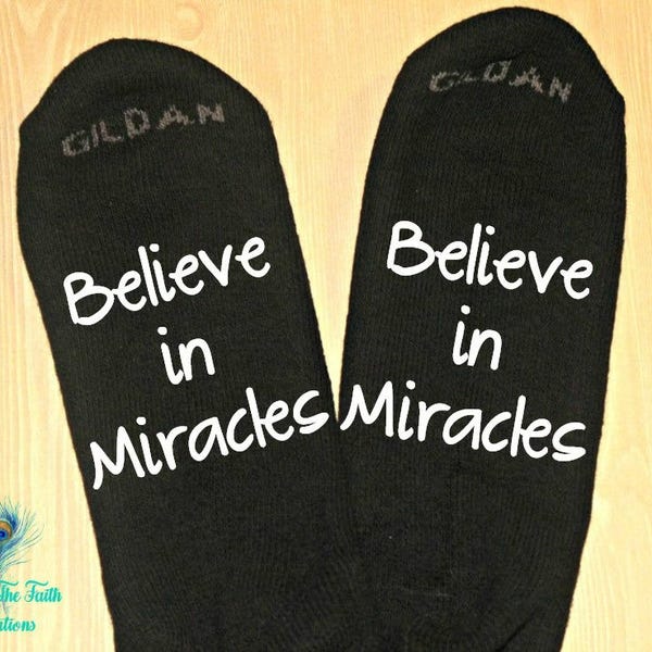 Believe In Miracles Socks - IVF Socks - Pregnancy Socks - IVF - IUI - Infertility - Good Luck Socks - Gift for Her - Lucky Socks - New Mom