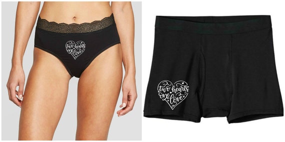 Two Hearts One Love Couples Matching Underwear Set, His and Hers