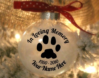 In Loving Memory - Personalized Pet Memorial Ornament - Memorial Ornament - Pet Memorial Gift