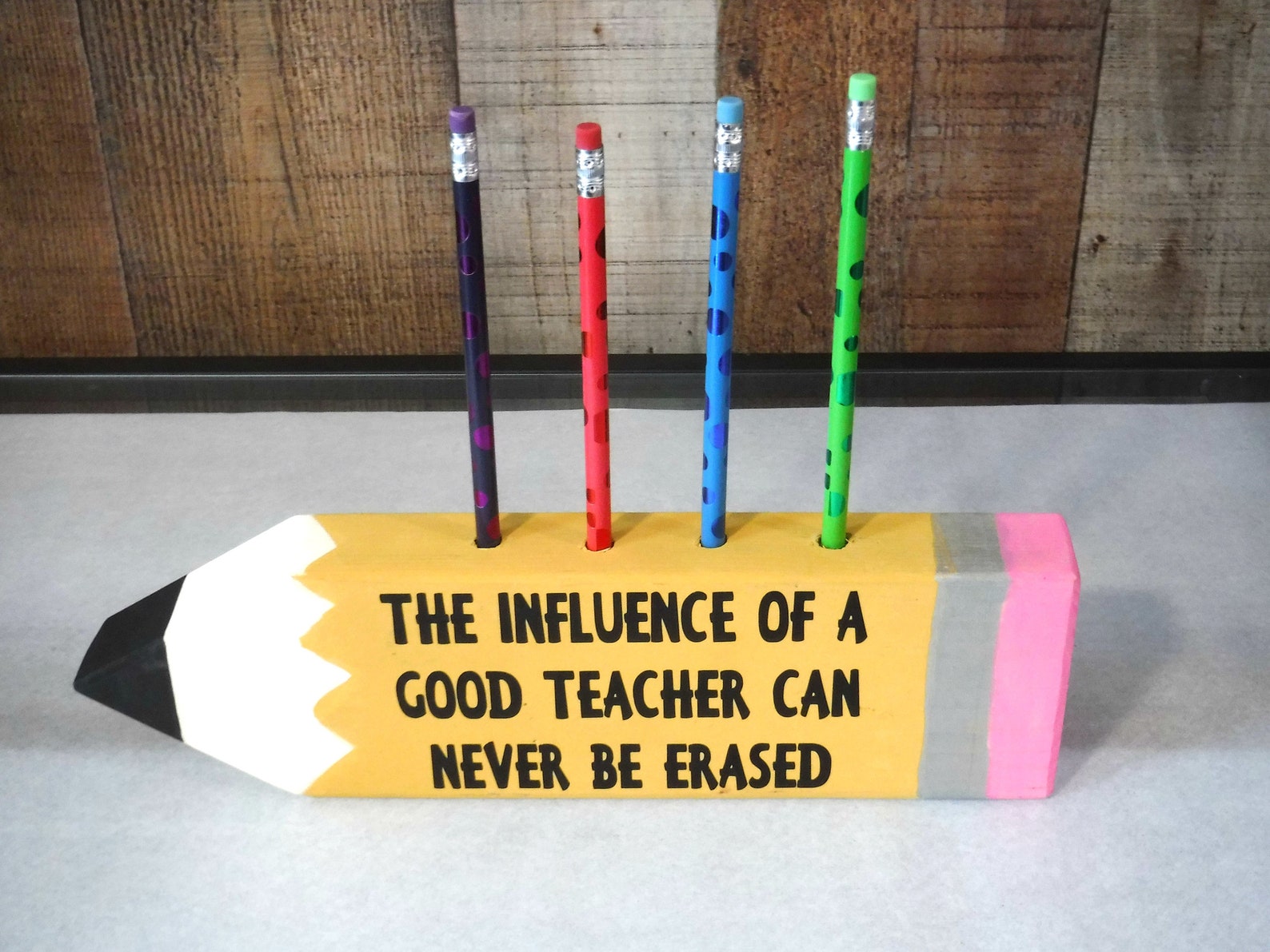 Teacher Pencil Holder Wooden Pencil Holder Personalized Etsy