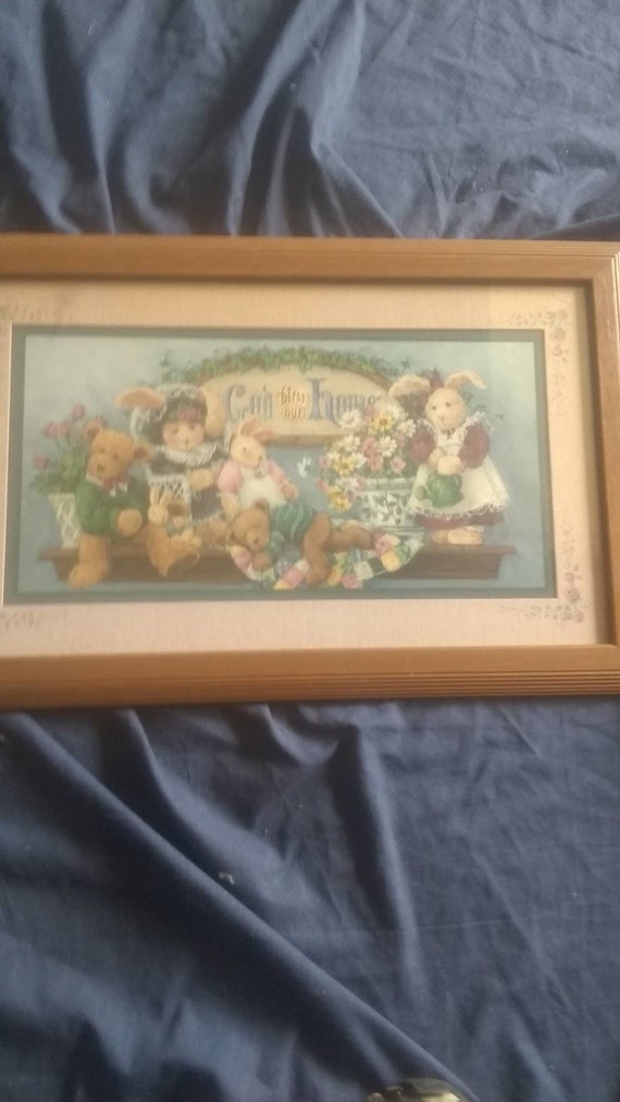 Vintage Home Interior Framed Picture God Bless This House New Opened Box Free Usps Shipping To The Lower 48 States