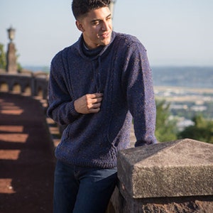 Funnel Neck Sweater, Mens' Knitting Pattern, Kangaroo Sweater, Riverfolk Pullover