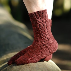 Knotty Socks, A Cabled Toe-Up Sock Knitting Pattern.  In 3 Sizes, for Men, Ladies and Children