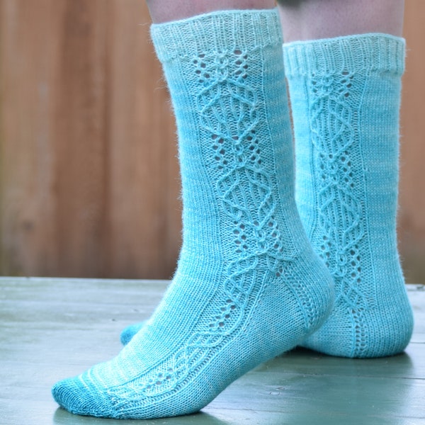 Toe Up Socks Knitting Pattern, Lace Socks, Briar Socks, 3 sizes