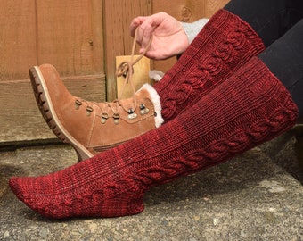 Knee Sock Knitting Pattern. Kenny Socks. Celtic Knit. Boot Sock. Aran Knit Socks. Worsted Weight Sock Pattern