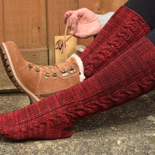 Knee Sock Knitting Pattern. Kenny Socks. Celtic Knit. Boot Sock. Aran Knit Socks. Worsted Weight Sock Pattern